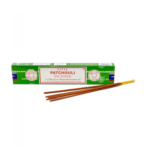 Satya 60's Patchouli Incense Sticks - 15 Gram Box- Balancing, Grounding, Anti-Anxiety Smudge Sticks