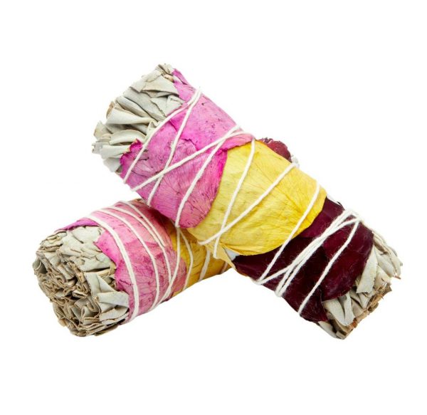 Rose White Sage Stick  4" - Smudging Tool