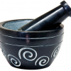 Black Soapstone Spiral Mortar & Pestle 4"D, 2.5"H